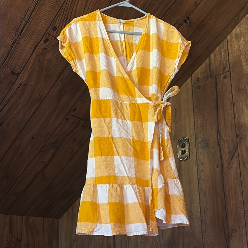 Linen blend true wrap dress